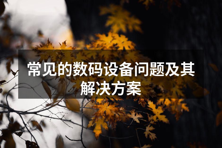 常见的数码设备问题及其解决方案